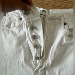 Agolde cut off white denim shorts